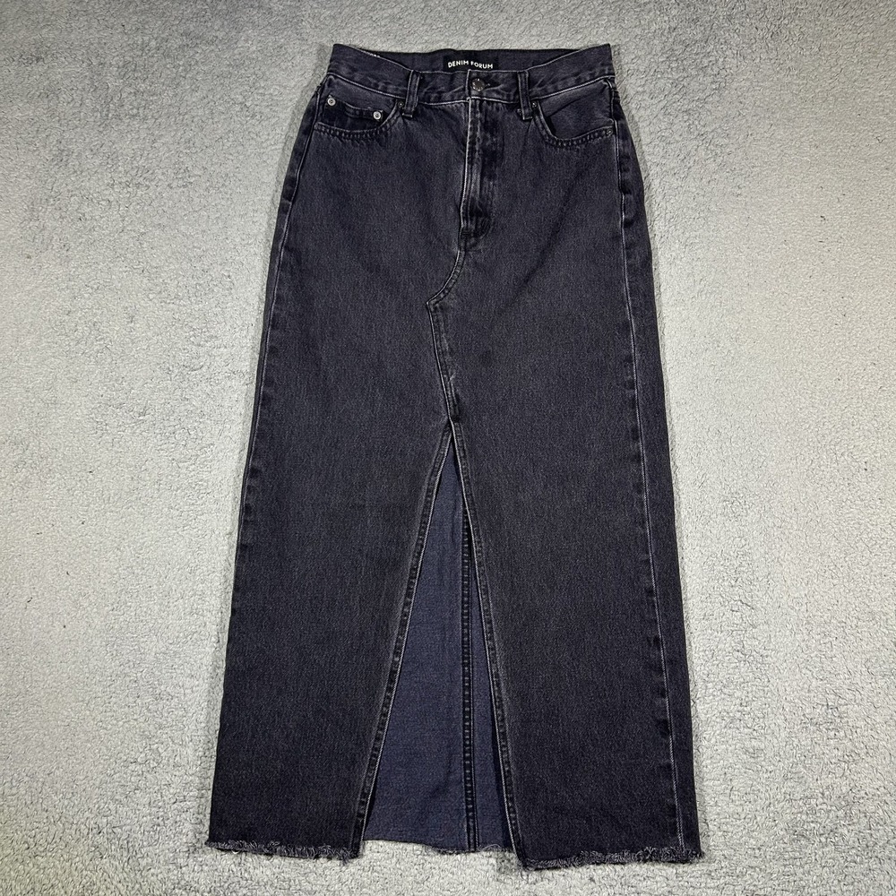 Denim Forum Skirt Womens Size 26 Washed Black Maxi Jean Denim Cotton #3390